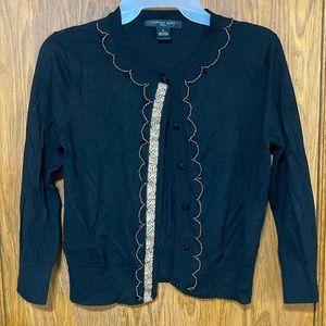 August Silk Knit Cardigan with Ribbon and Beading